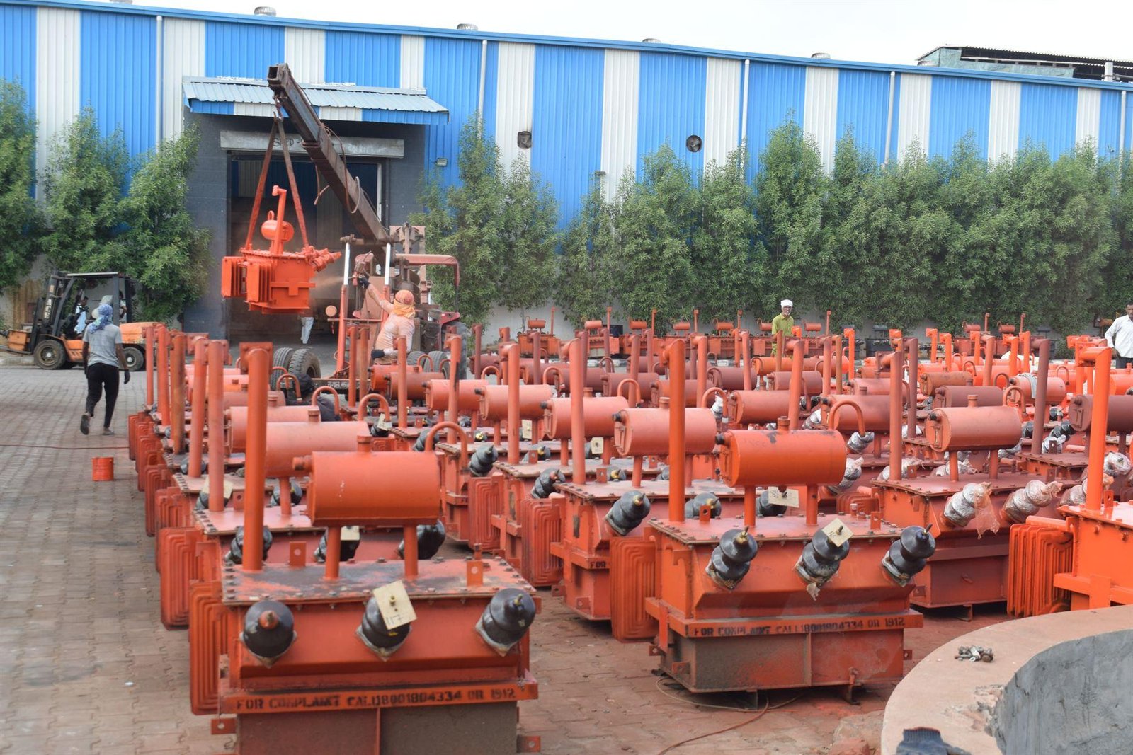 Finished transformers in the dispatch yard
